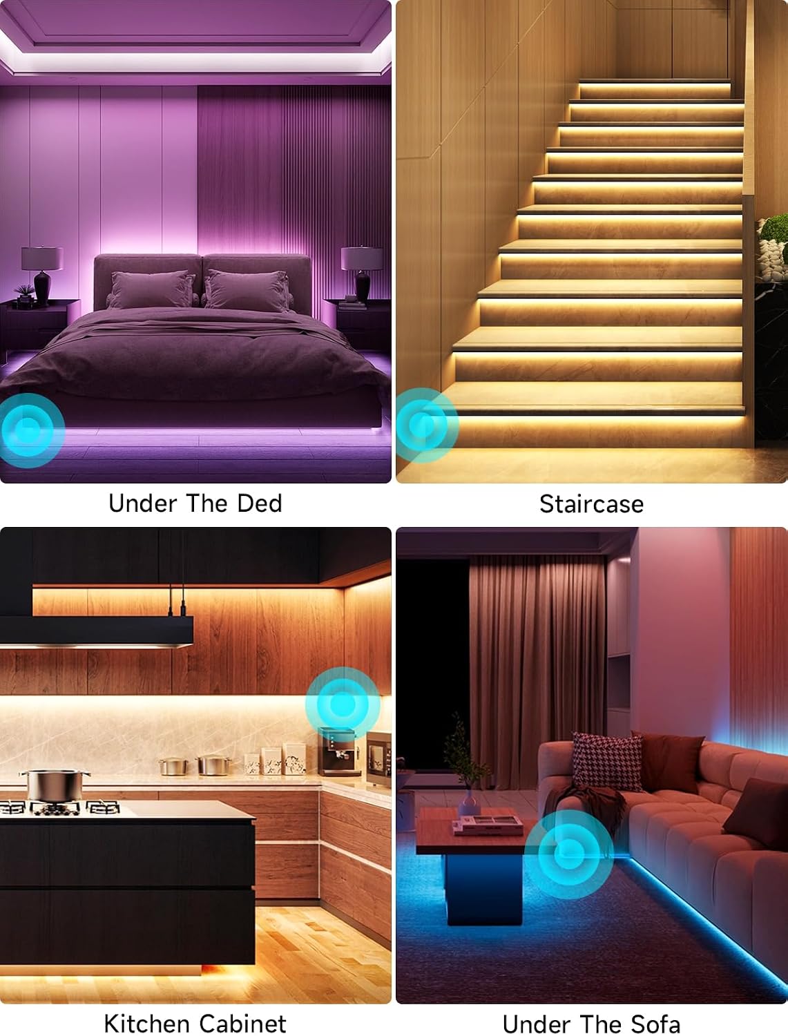 KANTUTOE Motion Activated LED Light Strip, 16.4FT Motion Sensor LED Light Indoor with APP Control, Under Bed Lights Motion Sensor with 5V USB Powered, Suitable for Bed Cabinet Staircase Bedroom