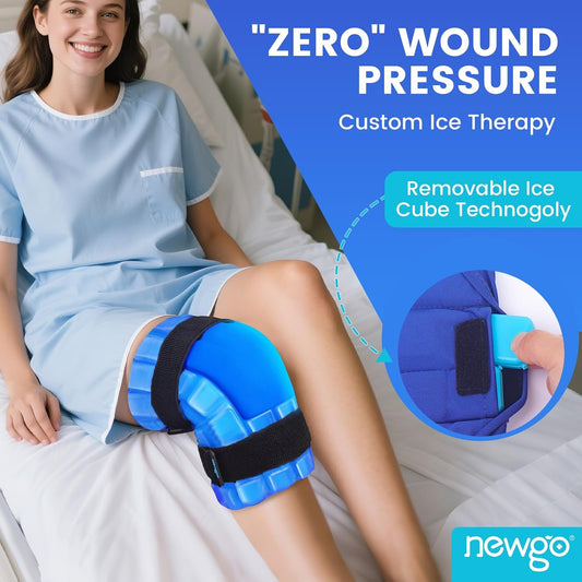 NEWGO Knee Ice Pack Wrap, Cold Therapy for Post-Op & Sports Injuries