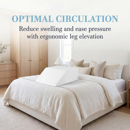 Leg Elevation Pillows for Swelling - Supportive Bed Memory Foam Wedge Pillow for After Surgery, Circulation, Swelling, Foot & Knee Discomfort