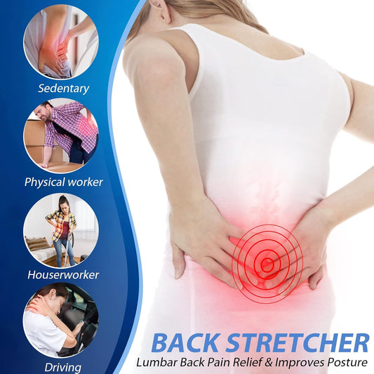 Back Stretcher for Lower Back Pain Relief, Multiple Level Adjustable Arch Lumbar Back Cracker Board, Back Cracking Device, Back Massager for Scoliosis, Spine Decompression Support