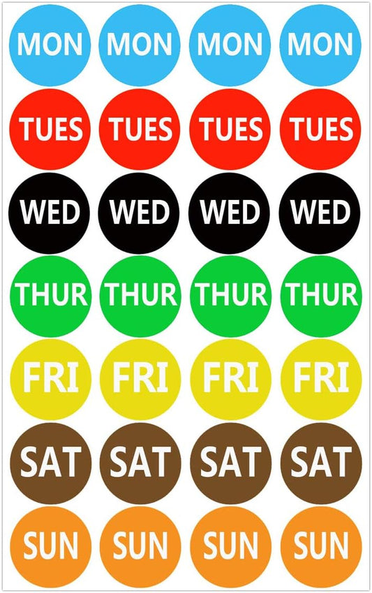 Remarkable 7 Days of The Week Labels Color Coding Dot Round Self Adhesive Stickers,1inch Round Dot Stickers-Mon,Tue,Wed,Thurs,Fri,Sat Sun-Food Rotation Labels(500 Pcs)