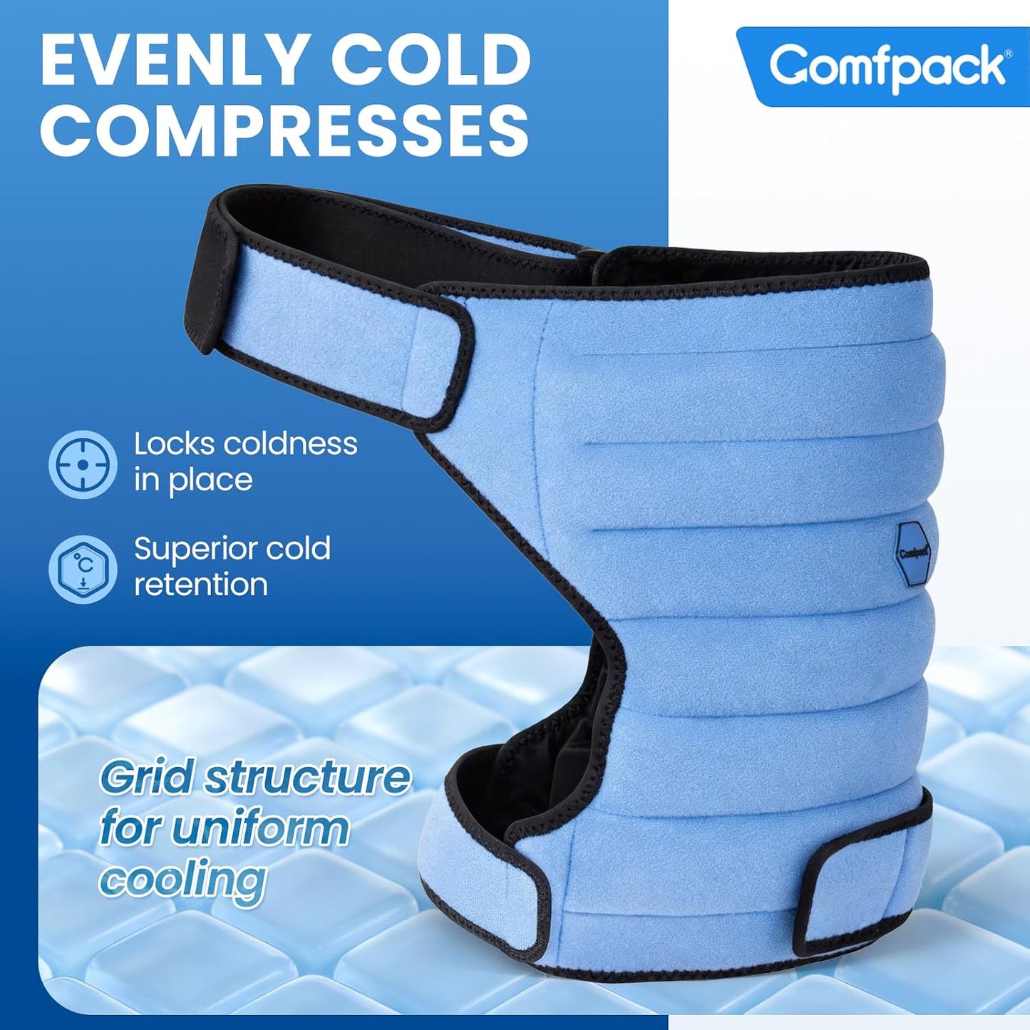 Comfpack Hip Ice Pack Wrap After Surgery, 2 Hours Long Lasting Cold Therapy | Flexible & Evenly Cooling Reusable Ice Pack for Hip Replacement Surgery, Injuries, Sciatica, Bursitis, Hip Flexor Pain, Gift