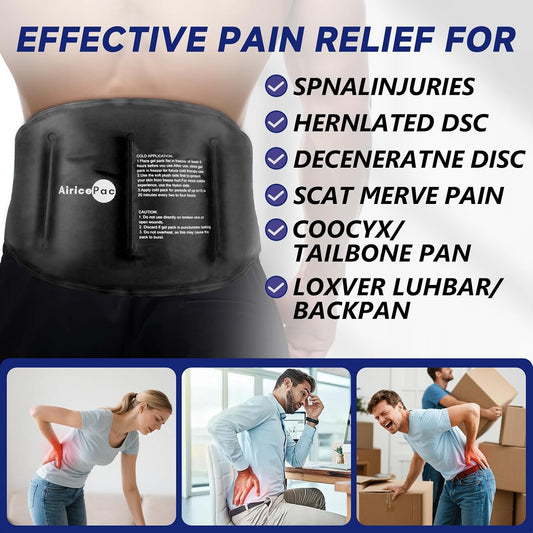 AiricePac 16 × 9" Large Ice Pack for Injuries Reusable Gel for Lower Back, Shoulder, Knee, Elbow, Hip, Leg, Soft Flexible Cold Compress for Pain Relief