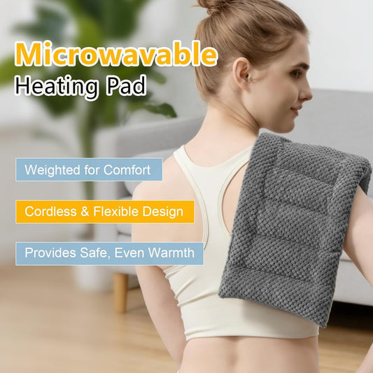 Microwave Heating Pad 16x7in Microwavable Heat Pack for Muscle Pain Relief Moist Rice Clay Bean Bag Pack Heat Therapy for Shoulders, Lower Back, Abdomen Cramps Hot Cold Compress Reusable 1.8LBS