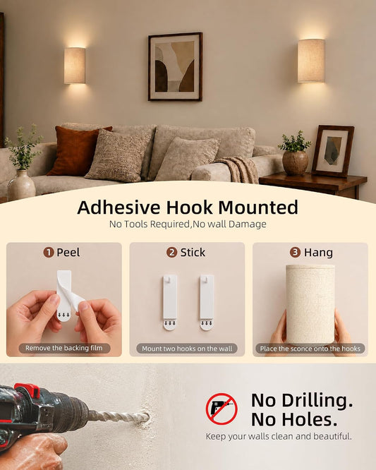 EZVALO Battery Operated Wall Sconce Set of Two with Remote, Wall Lights