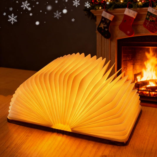 Wooden Book Lamp, 3 Colors Folding Book Lamp,Teacher Appreciation Gifts for Women, LED Ambient Lighting, Magnetic Mood Lighting for Home Decor Birthday Gifts