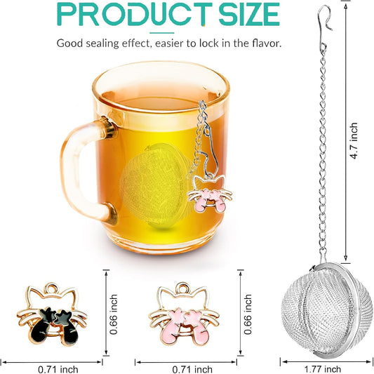 Tea Steeper for Loose Tea 2pcs NSTaygate Tea Infuser with Charm Handmade Cute Butterfly BFF Pendant, Tea Strainers for Loose Tea 304 Stainless Steel Tea Ball for Brew Tea
