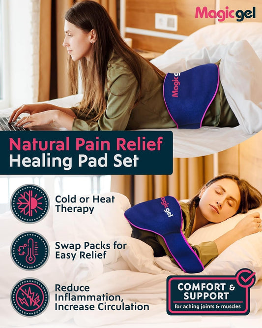 Magic Gel Ice Pack for Back Pain Relief | 1 Pack Reusable Lower Back Wrap for Hot or Cold Therapy | Relief for Lower Lumbar, Sciatic Nerve, Herniated or Degenerative Disc, Coccyx, Tailbone Pain