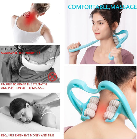 HaSeftni Trigger Point Roller Massager Tool with 6 Balls for Pain Relief deep Tissue Handheld Suitable for Legs Waist Neck and Shoulder Massage Relaxer (Blue)