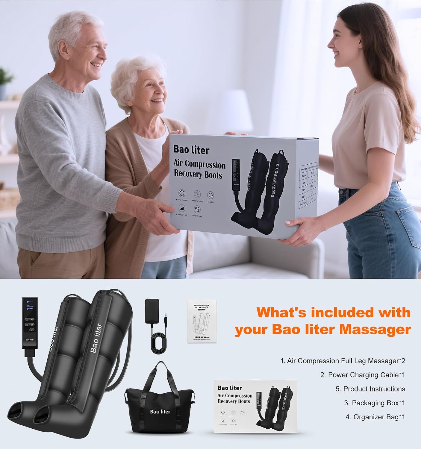 Leg Compression Massager,Professional Full Leg Sequential Pressure Boots, Air Compression Recovery System for Athletes - Circulation and Edema, RLS, Swelling, Pain Relief,9 Intensities 6 Modes