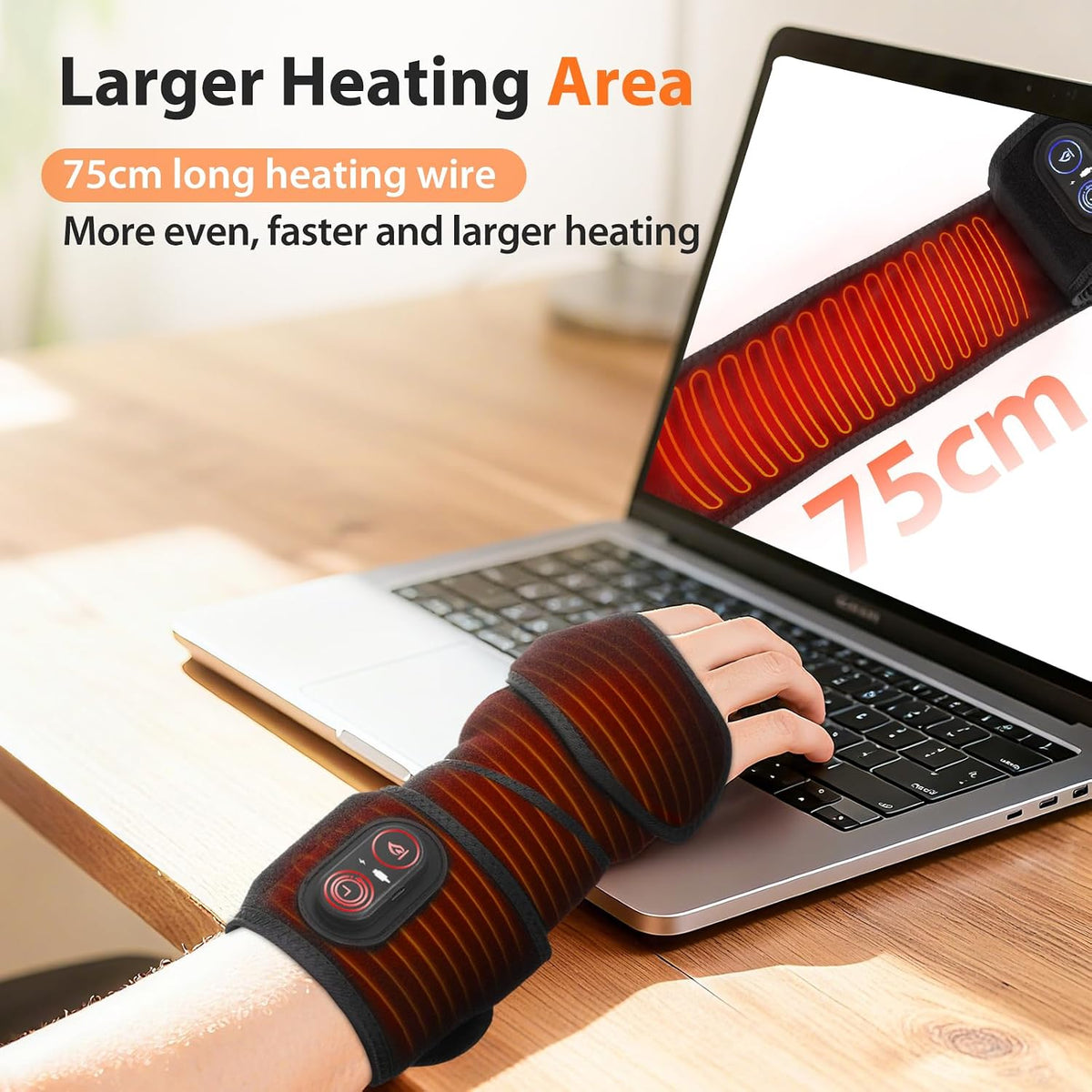 Cordless Arm Heating Pad Wrap with Red Light, FSA Eligible HSA Approved 5000mAh Elbow Heating Pad Wrap, Fast Heating, Heated Elbow Arm Sleeve with 3 Heat & Timing Settings