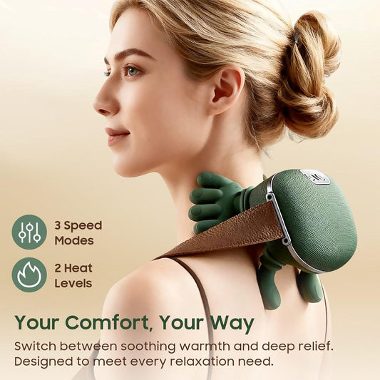 Hand Neck Massager with Fingers, Shoulder and Neck Massager with Hands, Bionic Heated Massager, Deep Tissue Massage, Shoulder & Cervical Relief, Relax Muscle Tension, Hands-Free, Portable