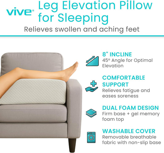 Xtra-Comfort Leg Elevation Pillow for Sleeping, Swelling, Post Surgery - Memory Foam Bed Wedge Pillow- Support Cushion for Pregnancy, Leg, Foot Rest | Memory Foam Bed Wedge Pillow- Support Cushion for Pregnancy, Leg, Foot Rest