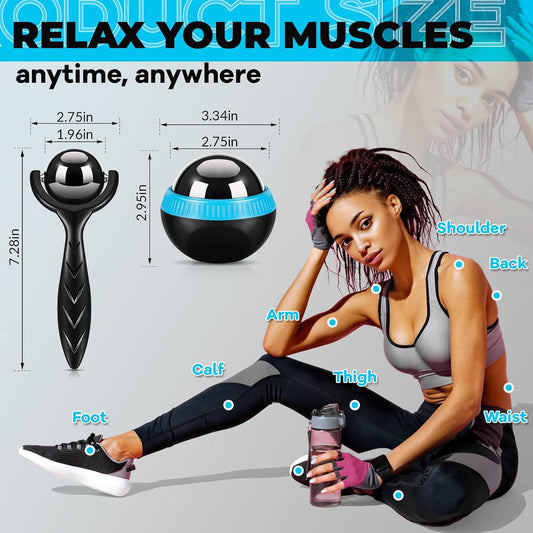 Tatuo Massage Ball Roller Manual Massage Ball for Heat and Ice Therapy Self Massage Tool for Deep Tissue and Sore Muscle Relief of Stiffness and Stress, Body, Neck, Back, Foot, Plantar