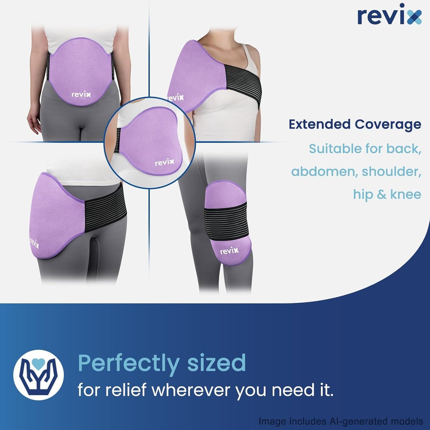 REVIX Extra Large Lower Back Ice Pack Wrap, 2 Pack Gel Wrap for Lumbar | Reusable Cold Gel for Sciatica & Waist Relief, 13.4 x 11 in, Hands-free Lumbar Wrap for Men & Women, Blue