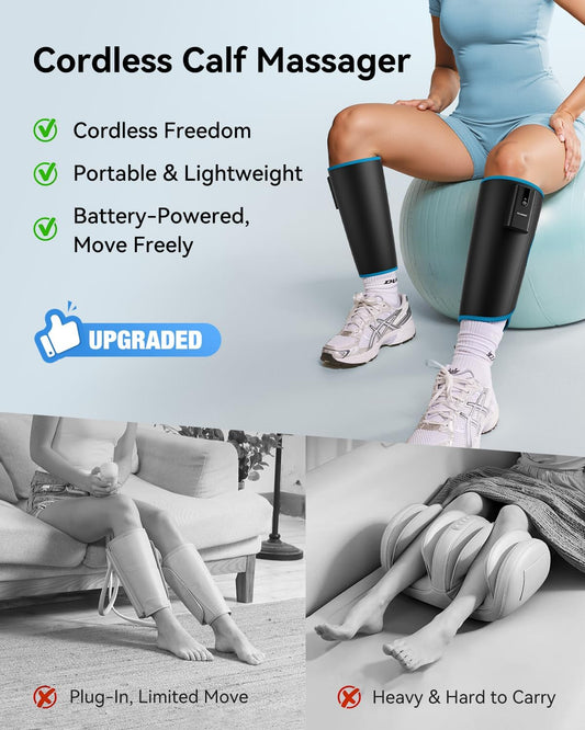 FIT KING Cordless Calf Compression Massager for Circulation and Pain Relief
