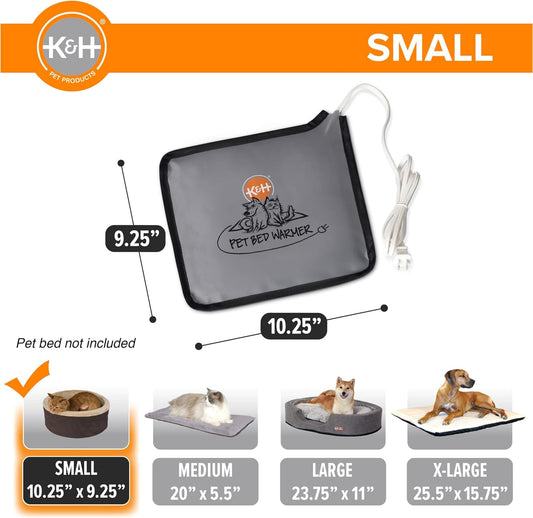 K&H Pet Bed Warmer, Safety Listed, Cat Heating Pad, Small 10.25x9.25in Gray | Create Your Own Heated Cat Bed with The K&H Warmer, Waterproof Indoor Heated Warming Pad Insert, Smart Automatic Temperature