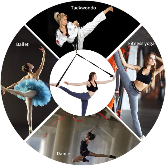 Stretching Strap with Door Anchor & Resistance Band – Improve Leg Stretch Flexibility for Splits, Ballet, Dance, Cheer, Yoga & Gymnastics - Home Leg Stretcher Trainer Equipment Stuff for All Levels