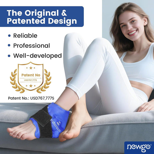 NEWGO Ankle Ice Wrap – Reusable Cold Pack for Swelling, 2 Pack | Reusable Gel Ice Wrap for Ankle, Cold Therapy for Sprains and Post-surgery Recovery, Ideal for Ankle Injuries