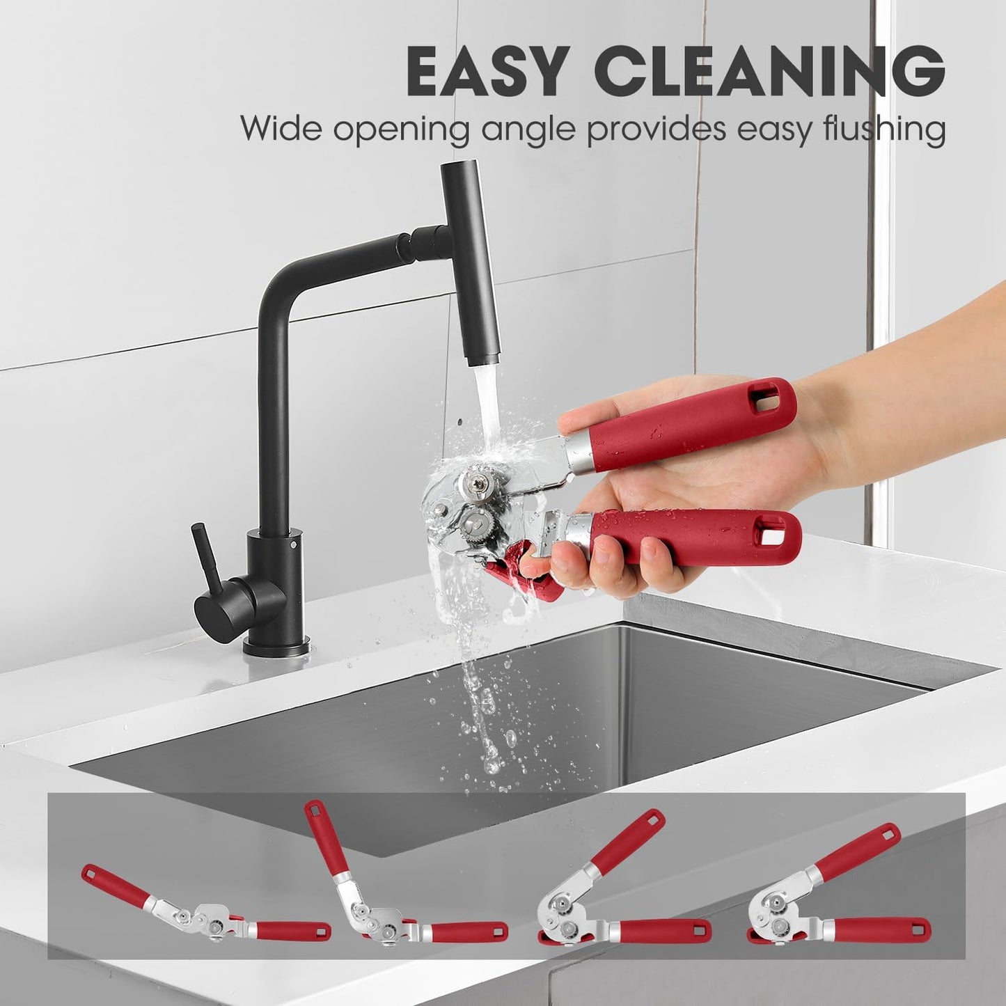 UHIYEE Hand Held Can Opener Manual with Magnet for Home Kitchen, Black | Easy Work, Premium 420J2 Steel, Magnetic Lid Lifter, Easy-Turn Oversized Knob, Arthritis Friendly, Smooth Edge