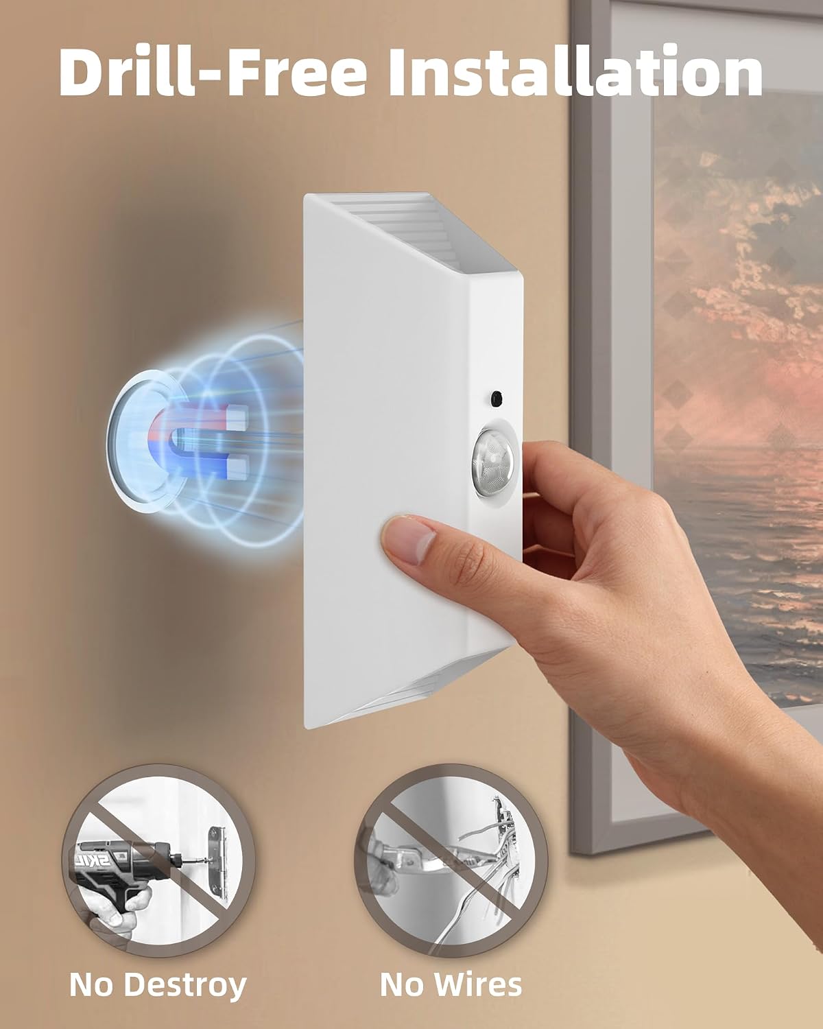 EZVALO Motion Sensor Wall Light with Remote Control, Rechargeable Wall Sconce, 3 Color Temps, Dimmable, Magnetic, LED Indoor Wireless Wall Lamp, 4000mAh, for Hallway, Stair, Entryway, Renters
