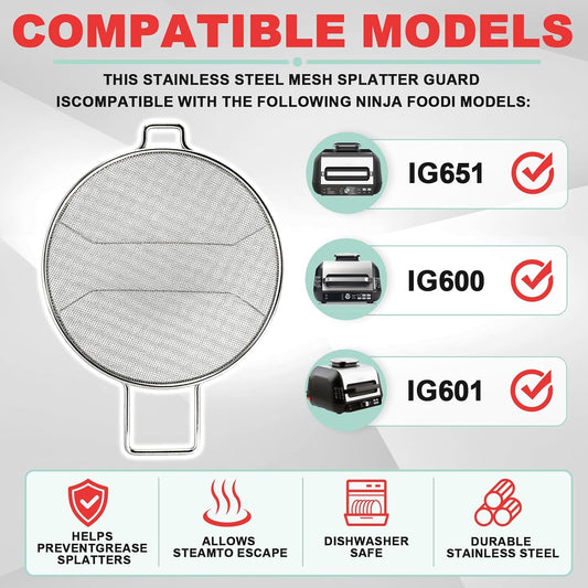 2 Packs Splatter Shield for Ninja IG651 IG600 IG601 Foodi Air Fryer Grill