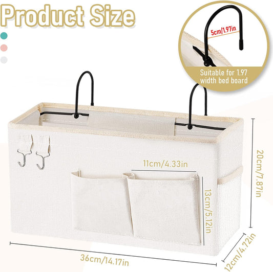 Bedside Caddy Organizer Hanging Storage Bag Bunk Bed White