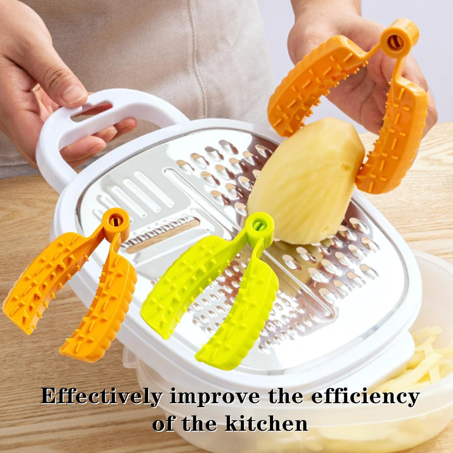 2 Pcs Food Slicer Hand Guard Professional Vegetable Grater Finger Guard Mandoline Holder for Kitchen(Yellow, Green)