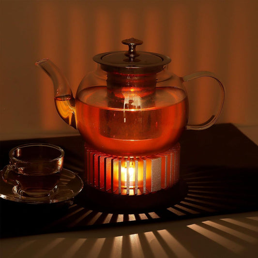 Tea Warmer, Aluminum Alloy & Wood, for Heating Tea Coffee Milk | Large Teapot Warmer for Indoor & Outdoor, Compatible with Standard Teapots