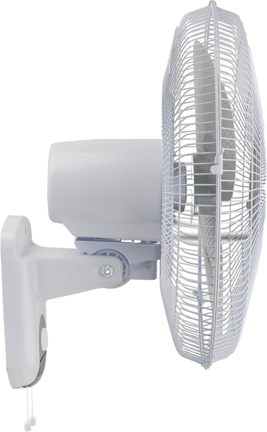 Comfort Zone 16-Inch Fan with Remote Control – Quiet 3-Speed Oscillating Indoor Fan with 90° Wide-Angle Airflow, Timer & Sleep Modes – Space-Saving Wall Fan for Bedroom, Home Gym & Office, White