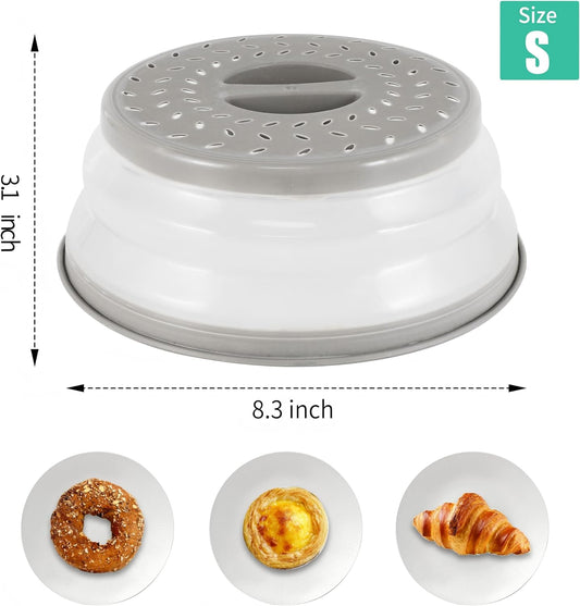 Pack of 2 Collapsible Microwave Food Cover, Splatter Guard,Vented Microwave Lid for Food,10.5inch, BPA free TPR, Dishwasher safe