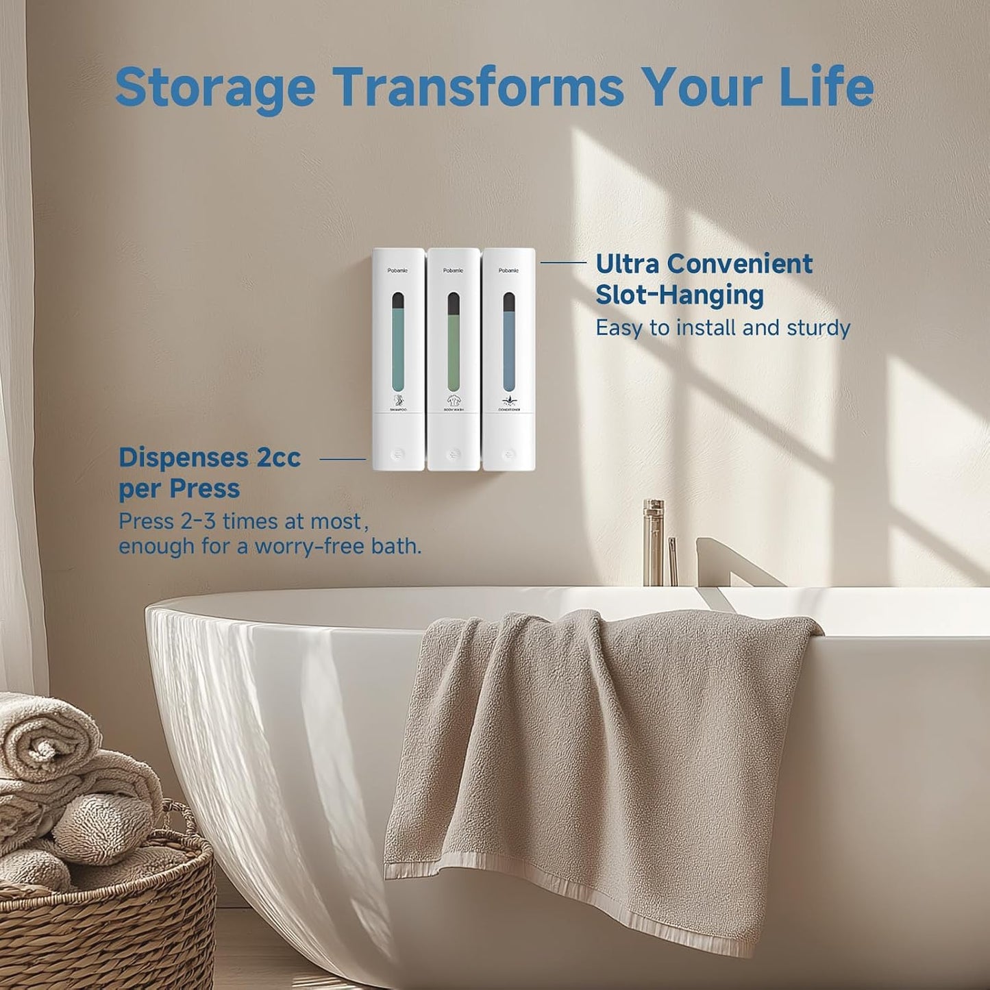Shampoo and Conditioner Dispenser - Shower Soap Dispenser Wall Mounted No Drill - Shampoo Conditioner Body Wash Dispenser 3 Chamber - Easy Install for Bathroom Hotel Black 1200ml