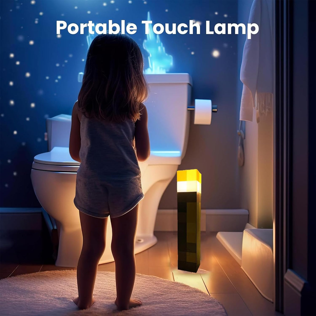 Light-up Wall Torch Lamp with 3 Lighting Levels, Hand Held & Wall Mountable Table Lamps, USB Rechargeable Night Light, Costume Cosplay Bedside Lamp for Home/Office Decor