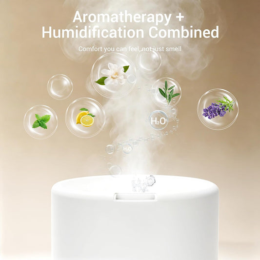 ASAKUKI Essential Oil Diffuser for Home 300 ml Quiet | Automatic Shut-Off, Aromatherapy Diffuser, 7 LED Lights for Living Room, Kitchen, Bedroom, Hotel - Light Brown