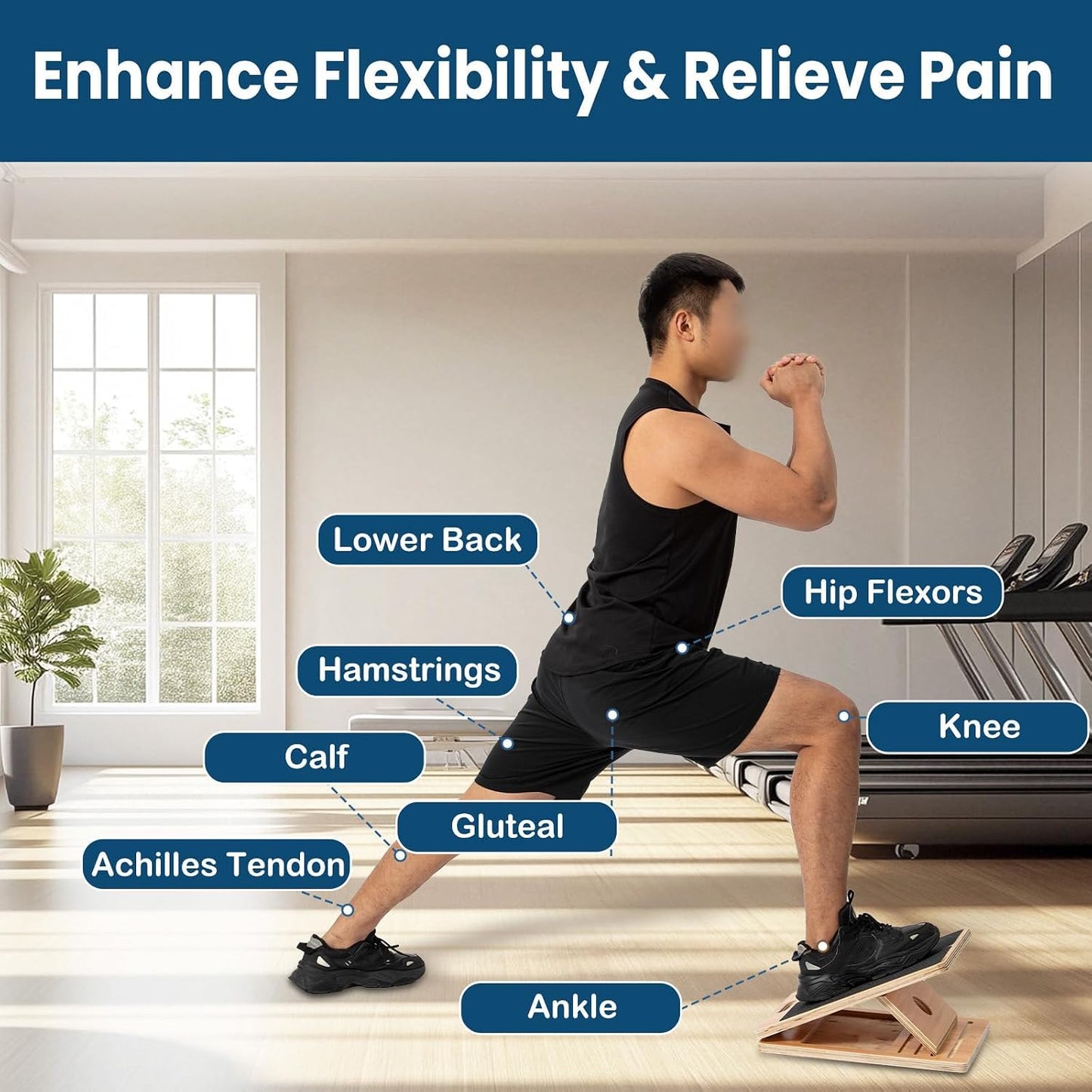StrongTek Wooden Slant Board, 13-Inch Wide, 5 Adjustable Angles 15°-35° | Non-Slip Surface and Base, Beginner-Friendly Stretching, Squats, Physical Therapy and Rehab, Built-In Carry Handle