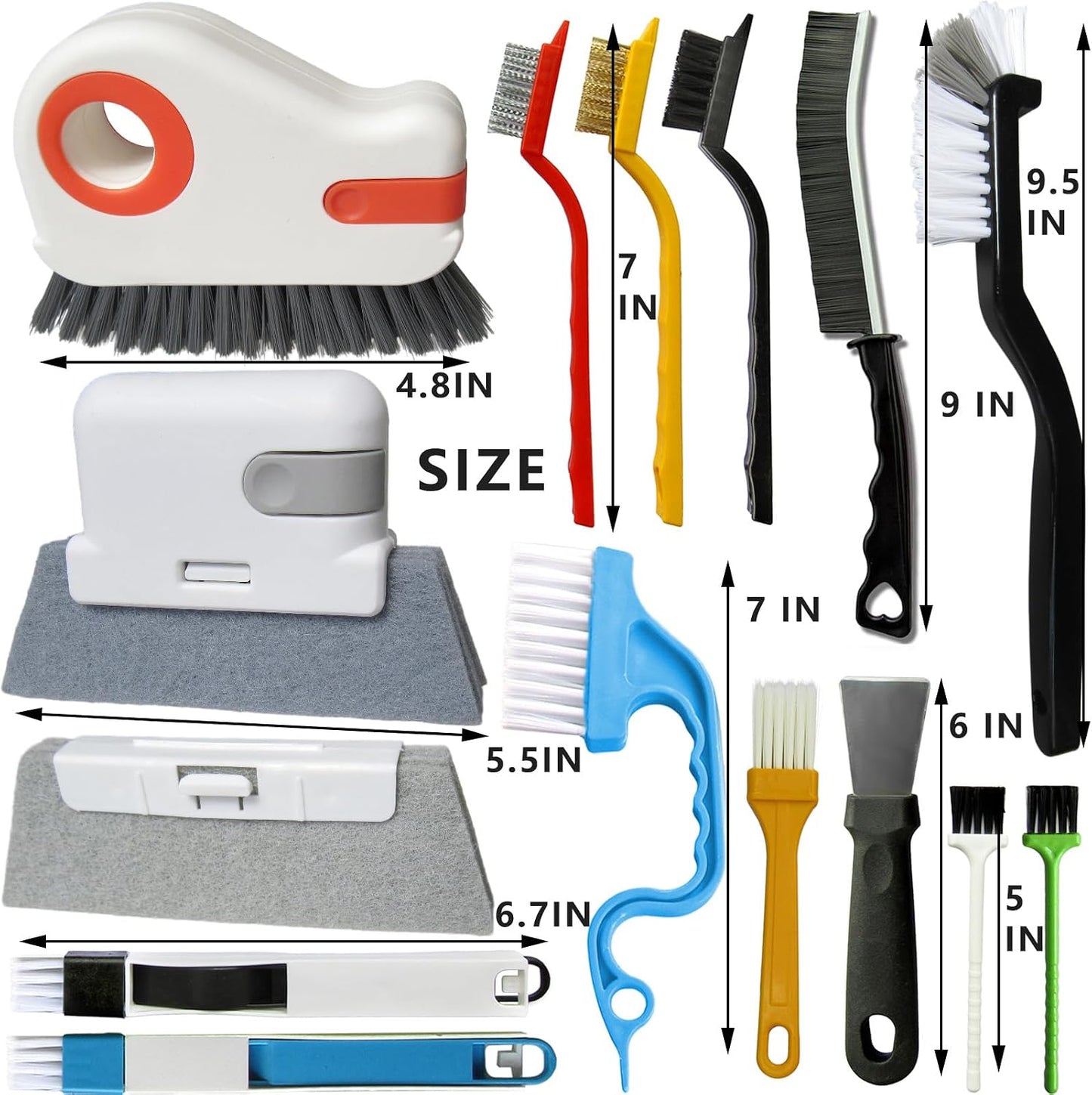 CRAFNEW 15Pcs Window Track Cleaning Brush, Small Crevice Cleaning Tools | Window Sill & Gap Cleaner for Sliding Door Tracks, Window Seals, Tile Grout, Kitchen & Bathroom Narrow Grooves, Car Vents