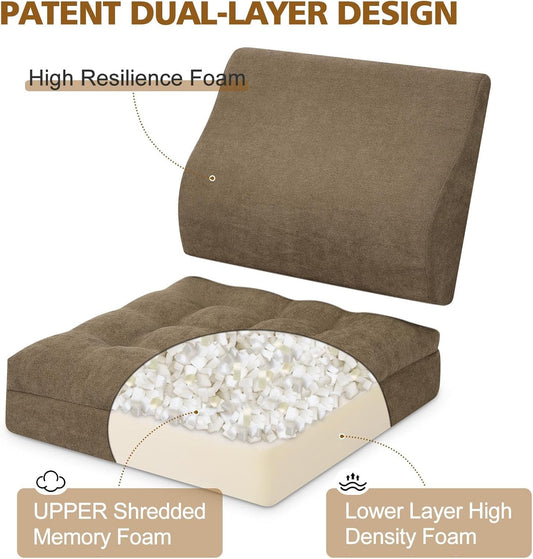 Recliner Cushion for Elderly with Lumbar Support Pillow - 20x20x5 Inch Extra Thick Recliner Seat Cushion for Seniors Relief Back Pain and Tailbone Pain from Long Sitting Non-Slip Bottom