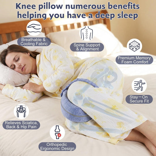 Revoget Alignment Pillow for Side Sleepers, Relieve Leg Pain & Sciatica 2026 New Knee Pillow for Side Sleepers, Hips Buttocks Back Sciatica Relief Pillow with Adjustable Strap (Star Blue)