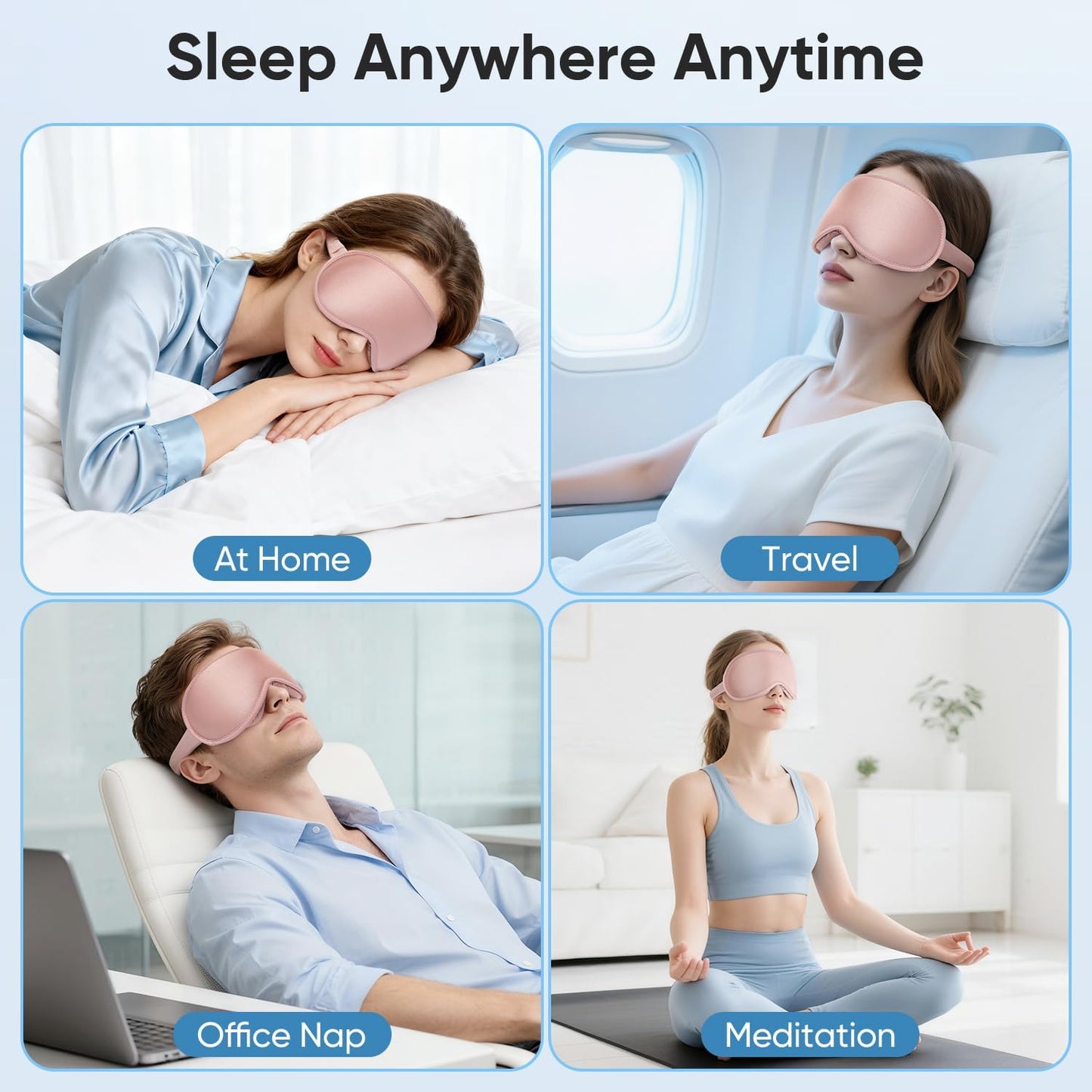 Weighted Eye Mask for Sleeping - Sleep Mask for Women & Men, 3D Contoured Blackout Sleeping Mask for Lash Extensions, Zero Pressure Soft Eye Cover with Adjustable Strap for Travel