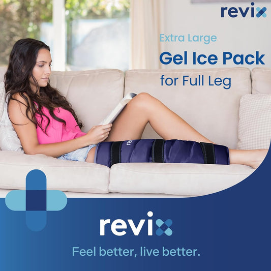 REVIX Full Leg Ice Pack Wrap for Knee, Hip & Thigh, Reusable Cold Gel Wrap