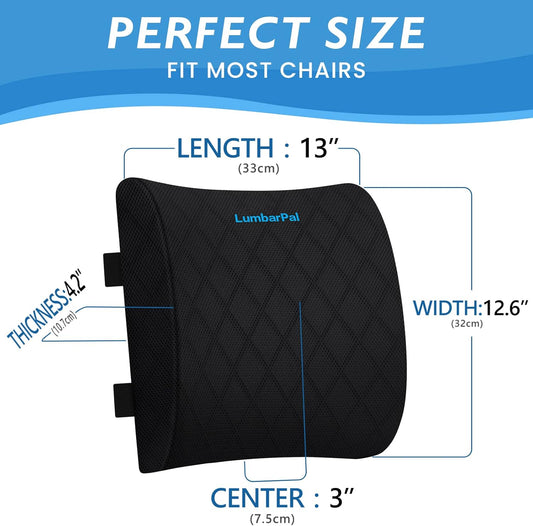 Lumbar Support Pillow for Office Chair, Back Support, Memory Foam, Grey | Improve Sitting Posture & Back Pain Relief. Lumbar Pillow Fits Office, Gaming & Car Chairs with Adjustable Dual Straps