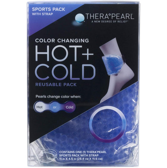 TheraPearl-14070 Color Changing Reusable Hot Cold Pack with Strap, Sports Size Ice Pack with Gel Beads, 11" x 4.5"