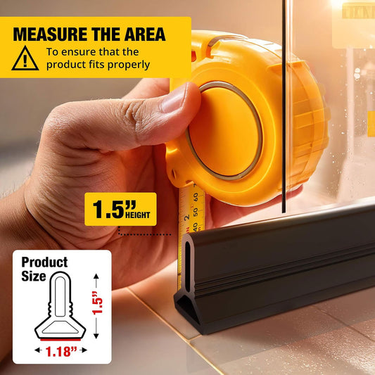 67" White Shower Threshold Water Dam Barrier, 1.5" Tall Water Stopper Strip | Flexible 1.5-inch-tall door seal helps contain splashes, block leaks and keep bathroom floors dry around walk-in showers
