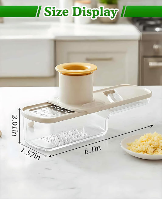 2PCS Small Multifunctional Garlic Grinder Hand, Mini Garlic Slicer Super Thin with Container