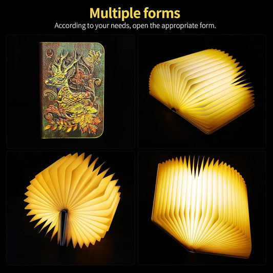QXMGCBOK 3D Elk Embossed Deer Book Lamp, Mini Book Light