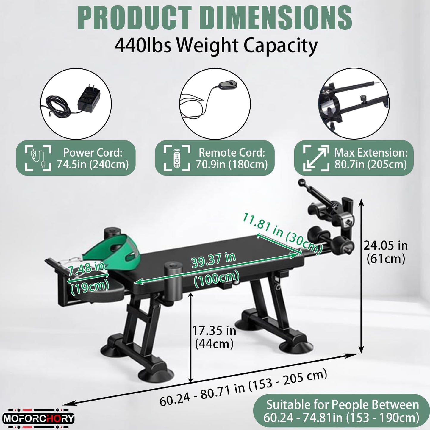 Electric Traction Machine for Neck & Back, Home Spinal Decompression Device for Lower Back Pain Relief, Non-Inversion Spine Stretcher for Safer Daily Use,Lumbar&Cervical Traction Decompression Table