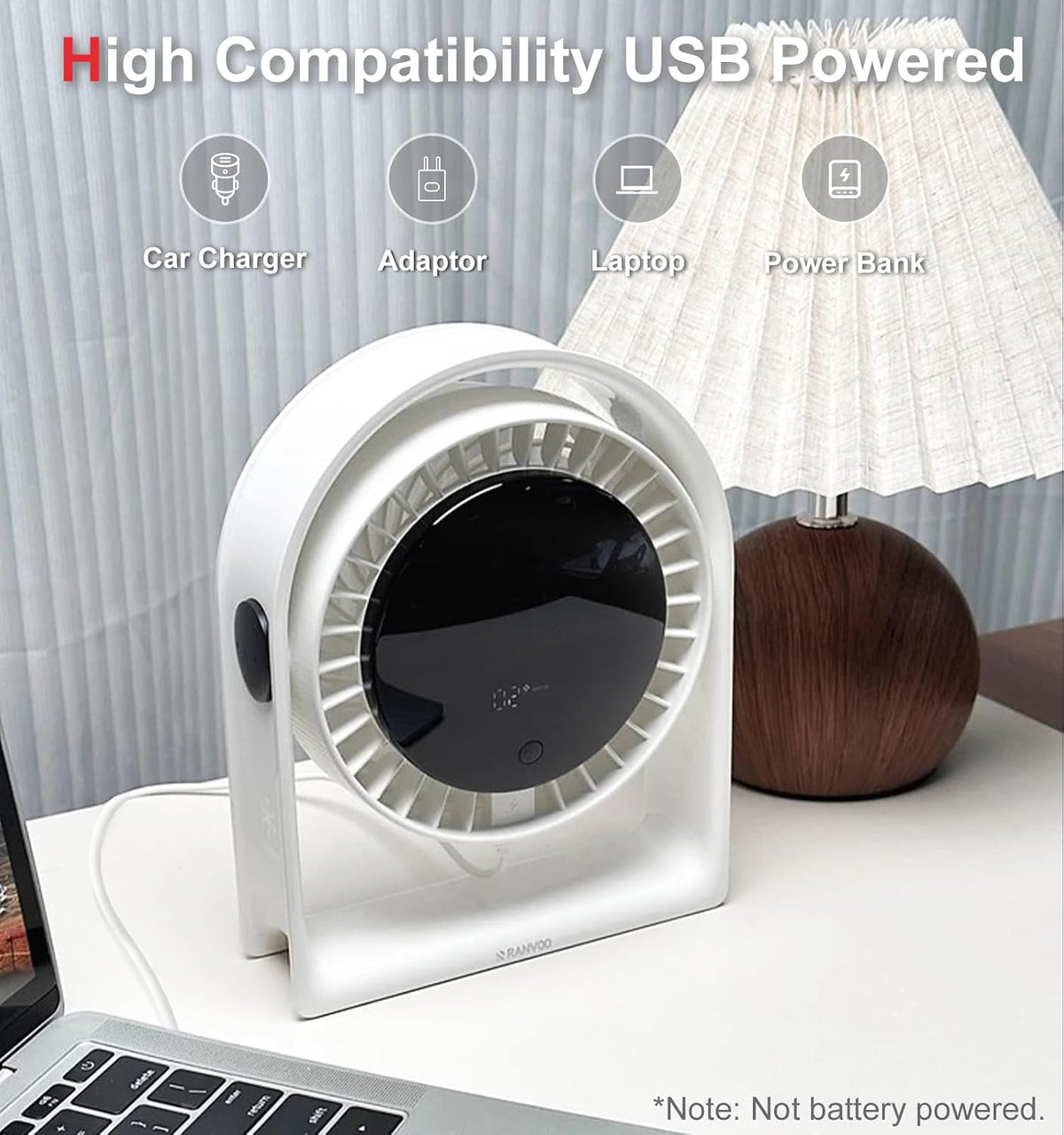 2026 Quiet USB Desk Fan,4 Speeds, 120°Tilt, table Fan for bed & Office