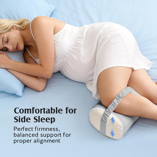 YFONG Knee Pillow for Side Sleepers, Breathable Memory Foam Leg Pillow Grey