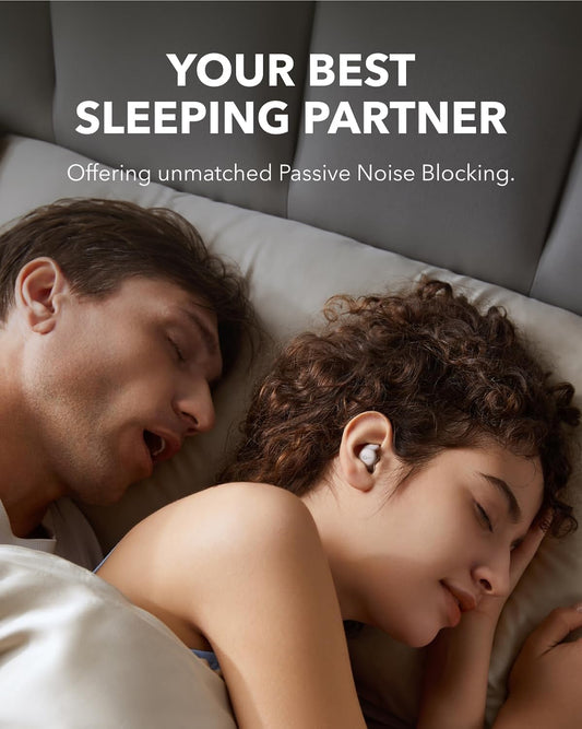 Soundcore Sleep Earbuds Set by Anker with Comfortable Ear Tips and Wings | 30 dB High-Frequency Noise Reduction, Side Sleeper Comfort, 80H Playtimae, Stream Content via Bluetooth 5.3, Sleep Tracking
