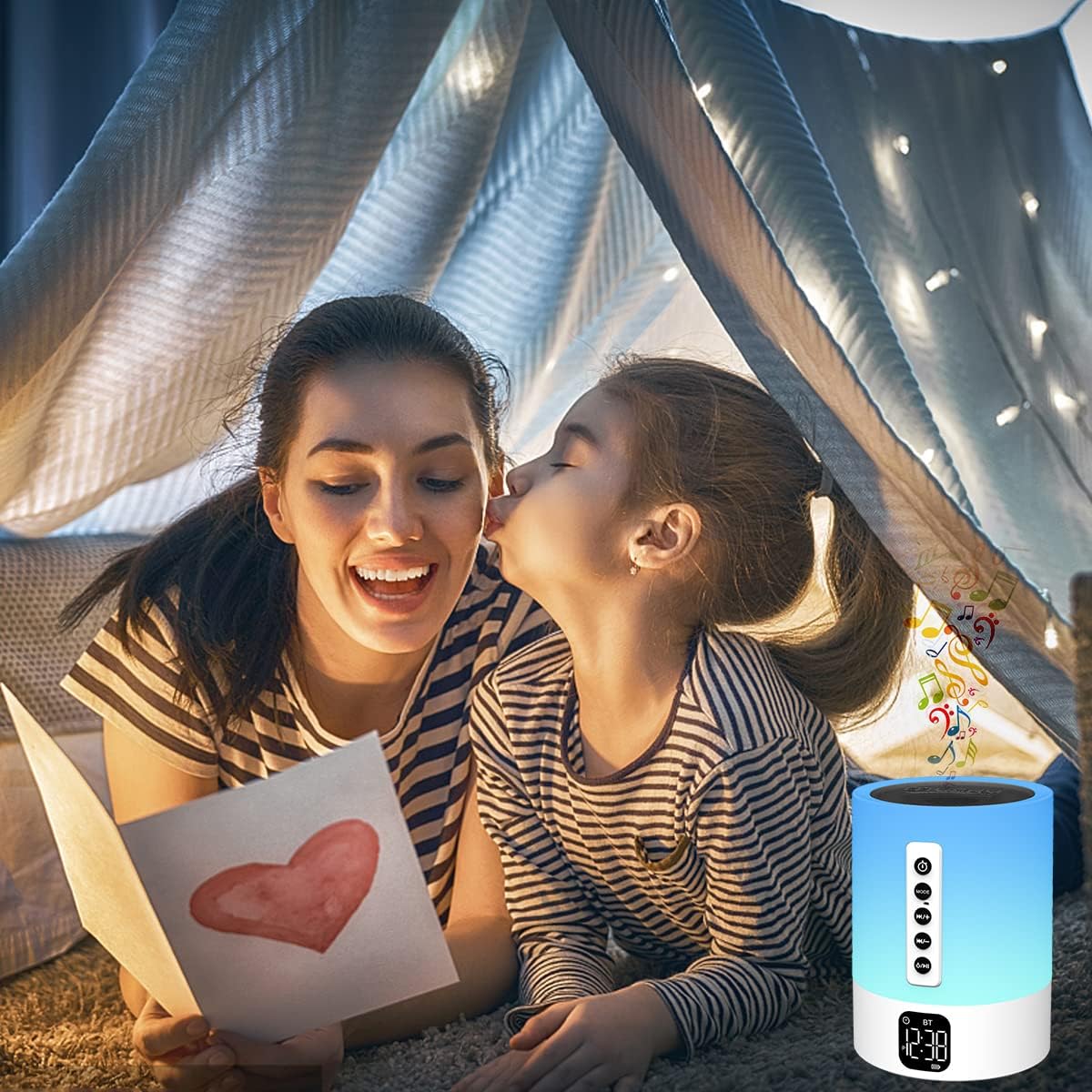 Alarm Clock Bluetooth Speaker, Sound Machine, Night Light, Teen Girl Gifts